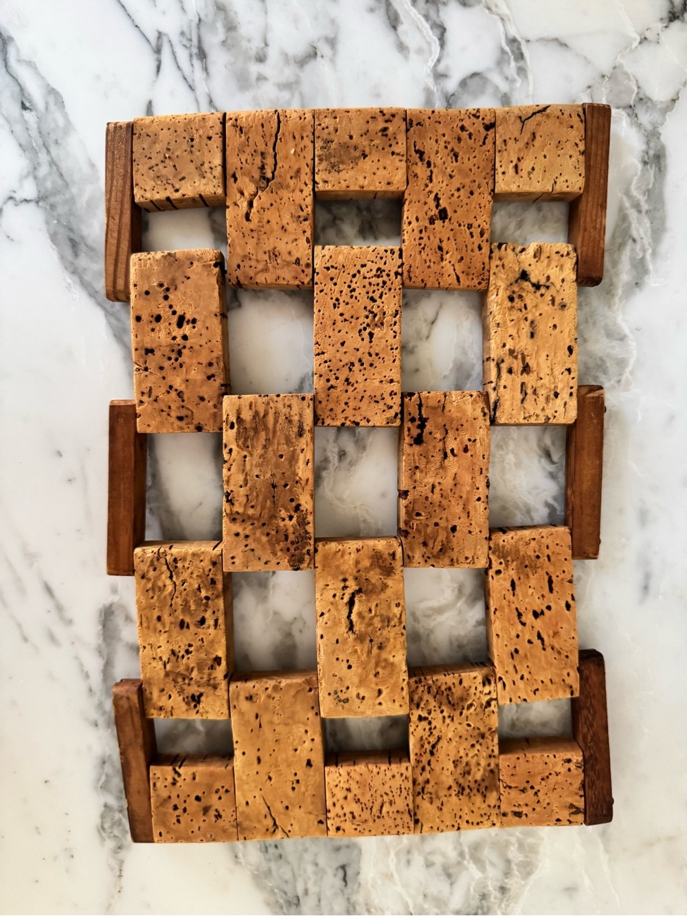 Vintage Cork Wood Hot Pad Trivet | Danish Modern Style MCM